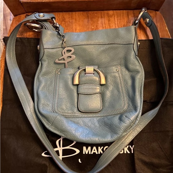 B. Makowsky Turquoise Leather Crossbody Bag EUC!! - Picture 1 of 14